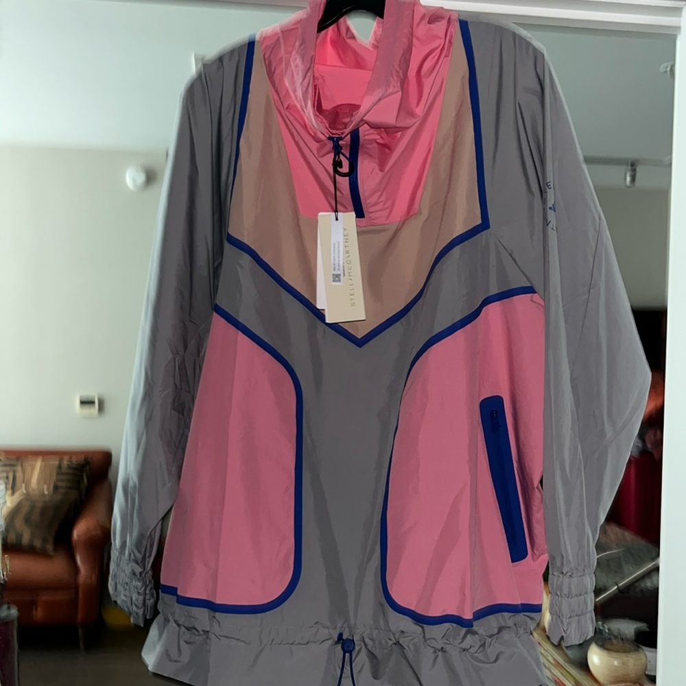 Adidas by Stella McCartney Gray and Pink Windbreaker Jacket